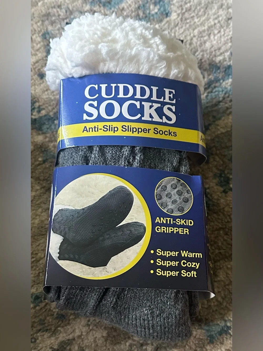 CUDDLE SCOKS - one size fits all-GRAY - Men's Anti-Slip Slipper Socks